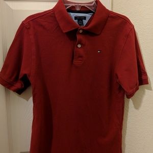 Red Tommy Hilfiger Collared Shirt